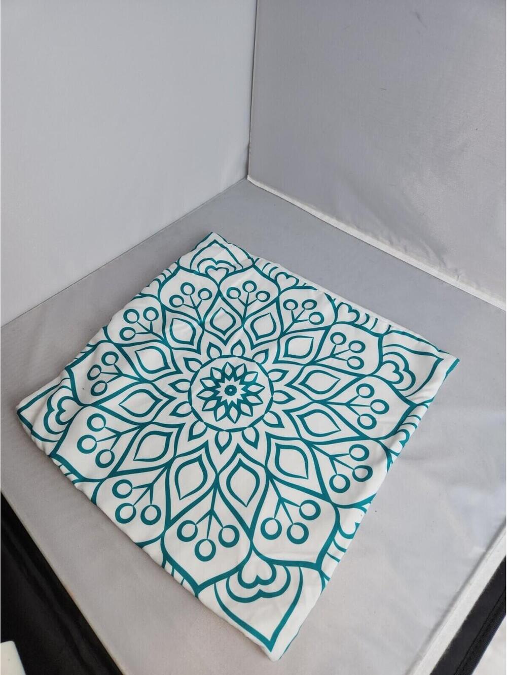 throw pillow covers 151x15, flourdelis, geometric, stars, set of 4, teal & white